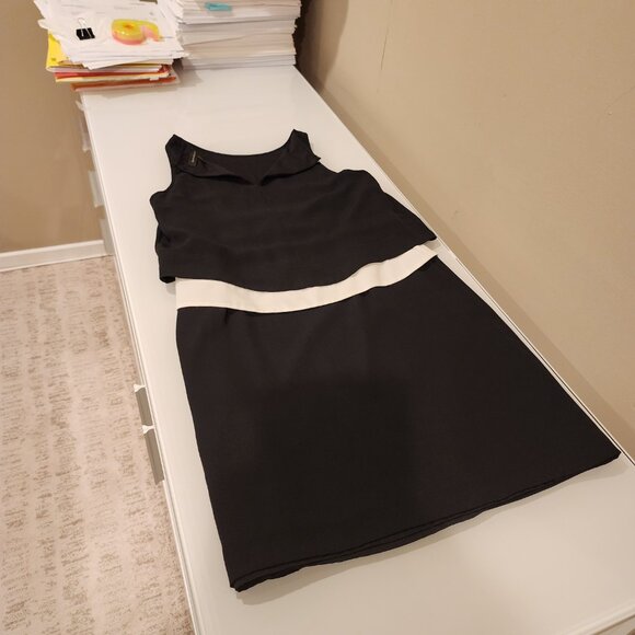 Excellent!!| US SZ 0| Banana Republic: Black&White Sleeveless Pleated A-line Dre - Picture 10 of 12